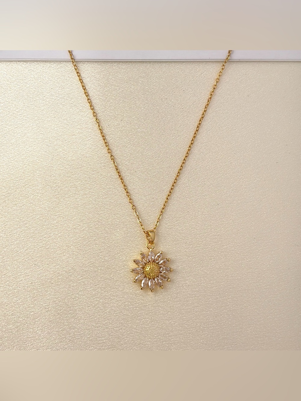 CZ Sun Flower Pendant Necklace for Women